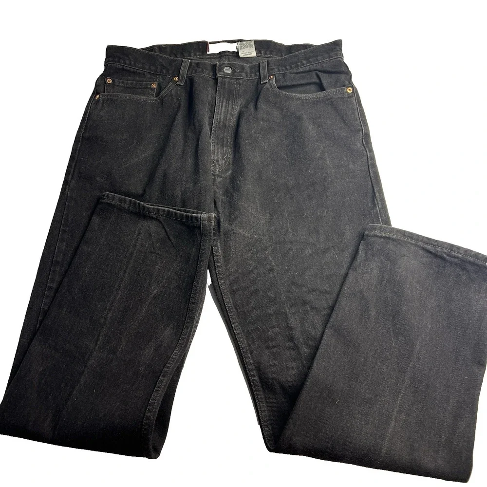 Vtg Y2K Levis Jeans 505 38X34‎ Men Black Skater Grunge Work Faded